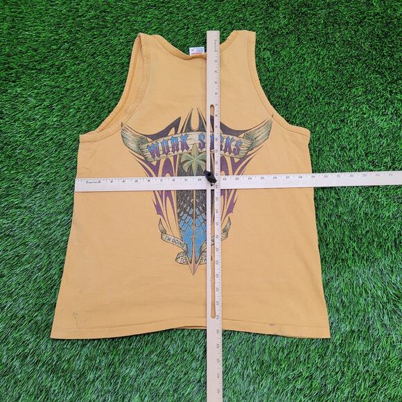 Vintage 90s Funny Work-Sucks Tank-Top Medium 19x25 Harrahs-Laughlin - Picture 3 of 16